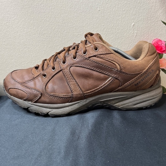 🌹 Merrell Meridian Dark Earth Leather Trail Hiking Sport Shoes Mens 10.5 Casual - Picture 4 of 16